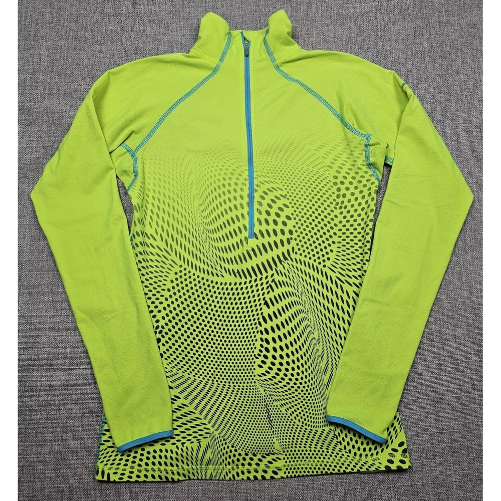 Nike Pro Shirt Womens Small Neon Green 1/4 Zip Compression Base Layer Running